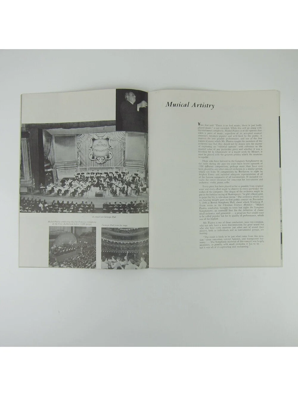 The Longines Symphonette Music Program Mishel Piastro Tour Booklet Vintage 1950s